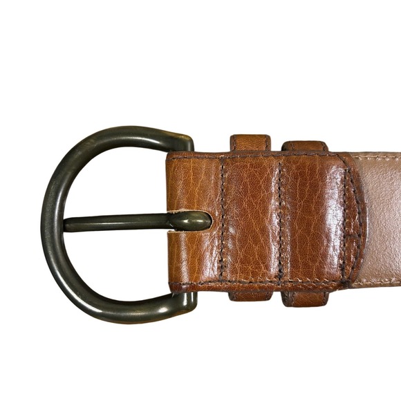 Cipriani Italian Leather Wide Belt Brown Brass Buckle Small Minimalist Classic - Picture 7 of 10